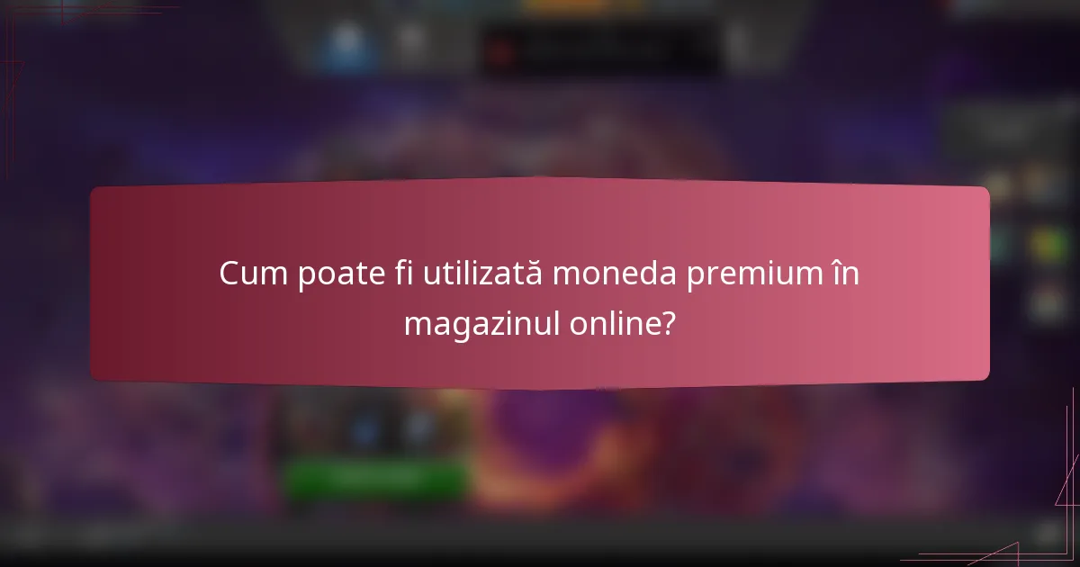 Cum poate fi utilizată moneda premium în magazinul online?